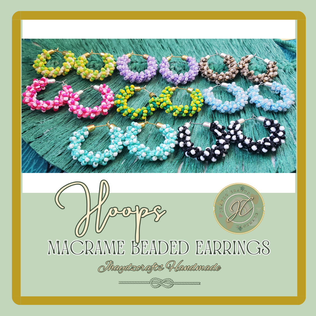 Hoops Macrame Beaded Earrings- (Pre-order up to 7 days)