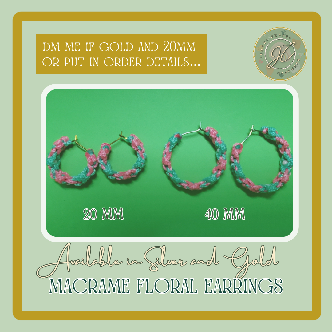 Hoops Macrame Floral Earrings- (Pre-order up to 7 days) - Image 2