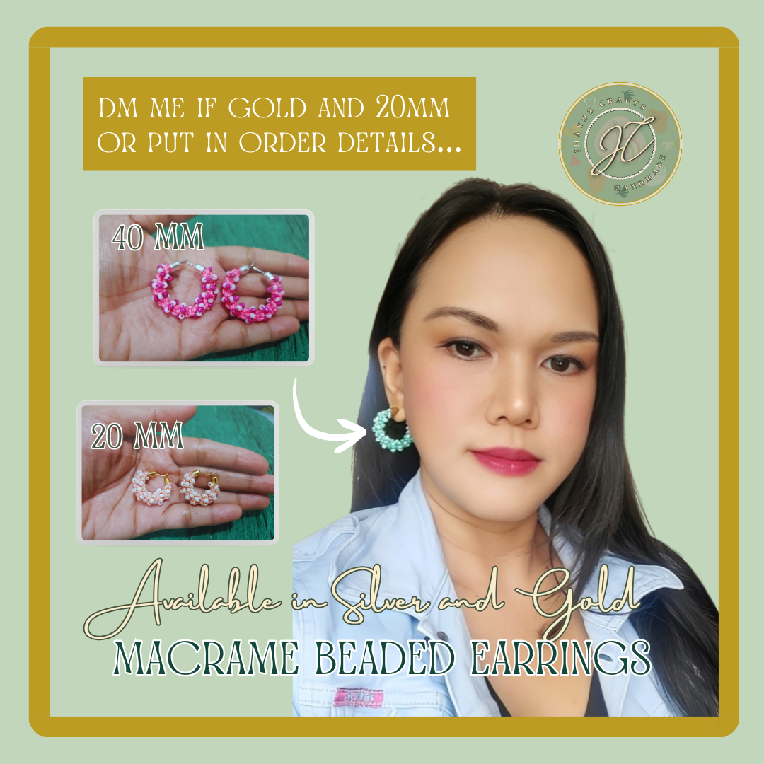 Hoops Macrame Beaded Earrings- (Pre-order up to 7 days) - Image 10