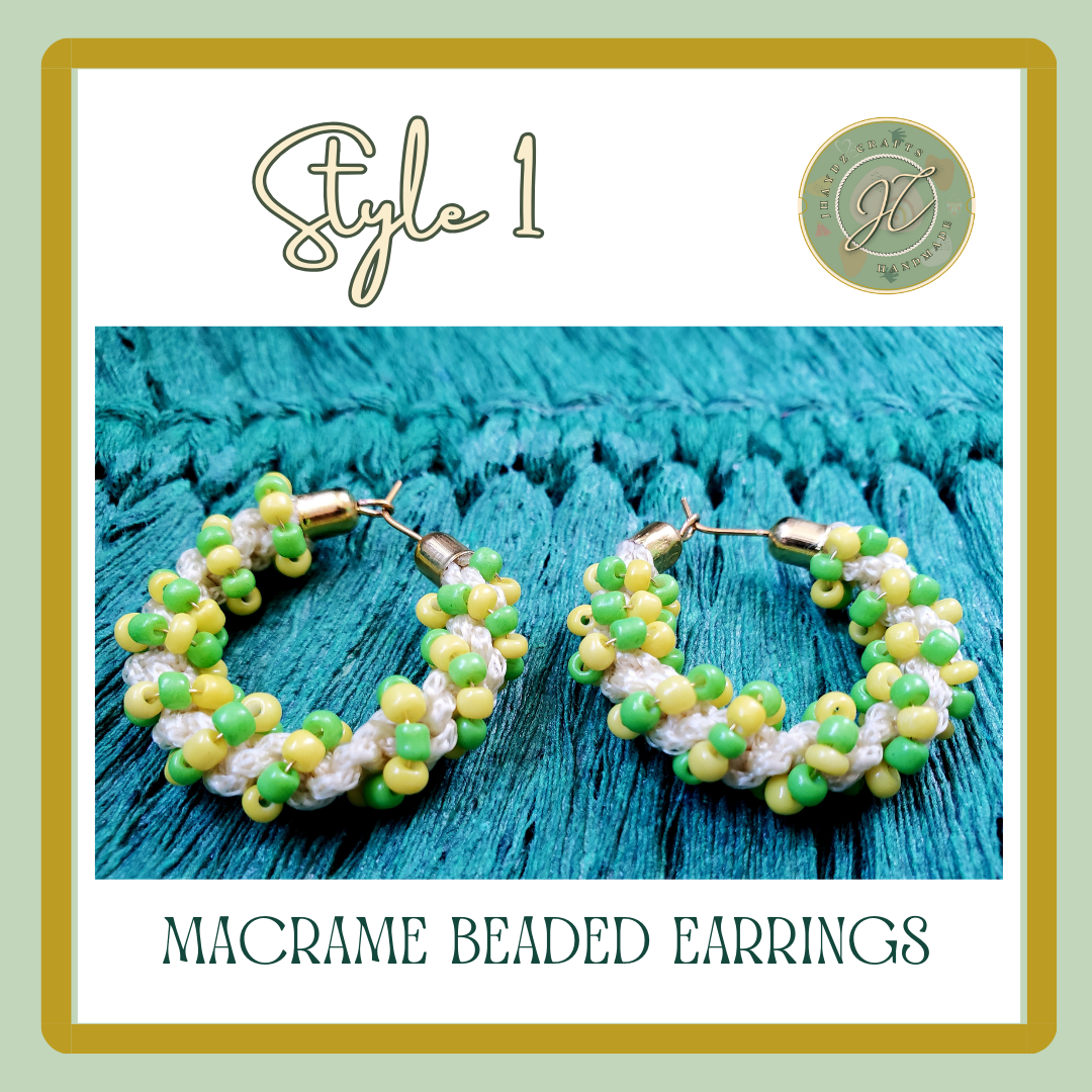 Hoops Macrame Beaded Earrings- (Pre-order up to 7 days) - Image 2