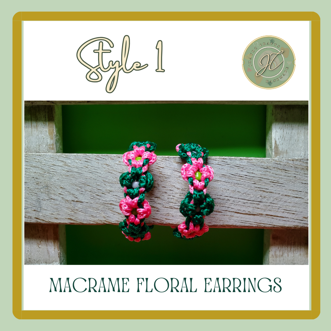 Hoops Macrame Floral Earrings- (Pre-order up to 7 days) - Image 3