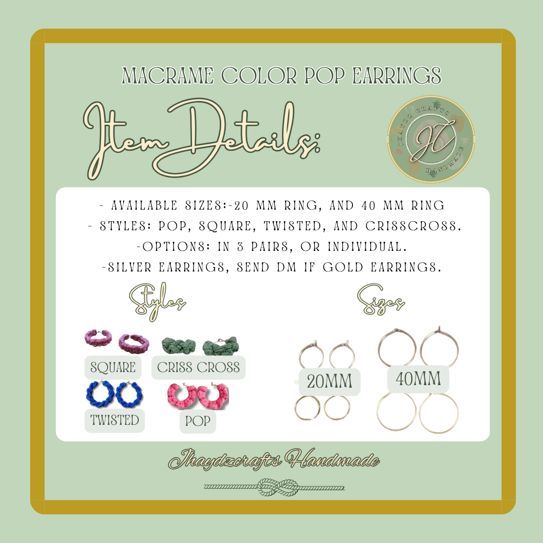 Macrame Color Pop Earrings- (Pre-order up to 7 days) - Image 2