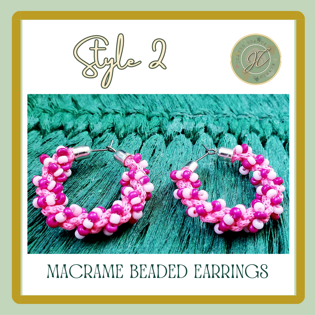 Hoops Macrame Beaded Earrings- (Pre-order up to 7 days) - Image 3