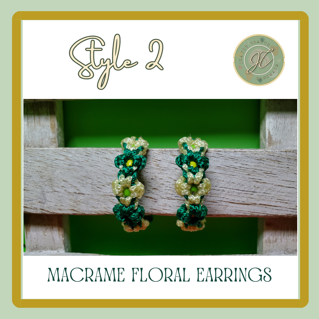 Hoops Macrame Floral Earrings- (Pre-order up to 7 days) - Image 4