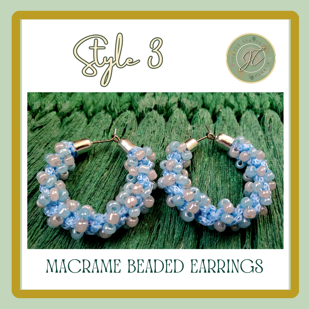 Hoops Macrame Beaded Earrings- (Pre-order up to 7 days) - Image 4