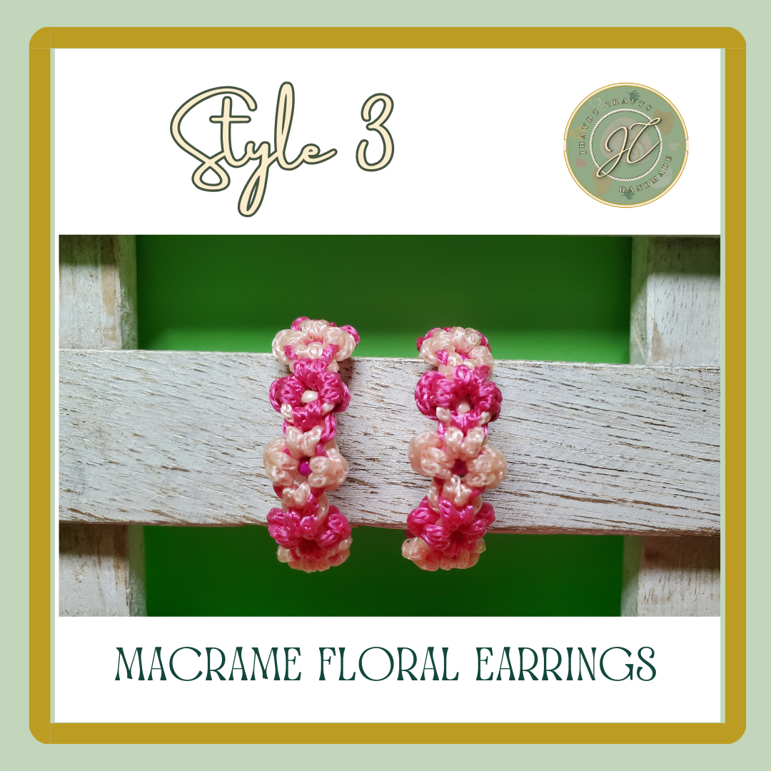 Hoops Macrame Floral Earrings- (Pre-order up to 7 days) - Image 5