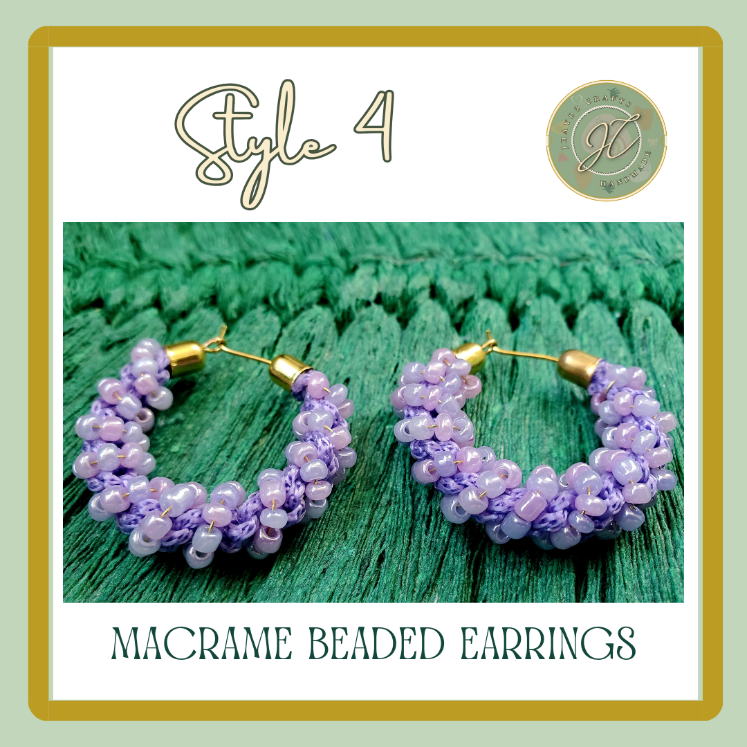 Hoops Macrame Beaded Earrings- (Pre-order up to 7 days) - Image 5