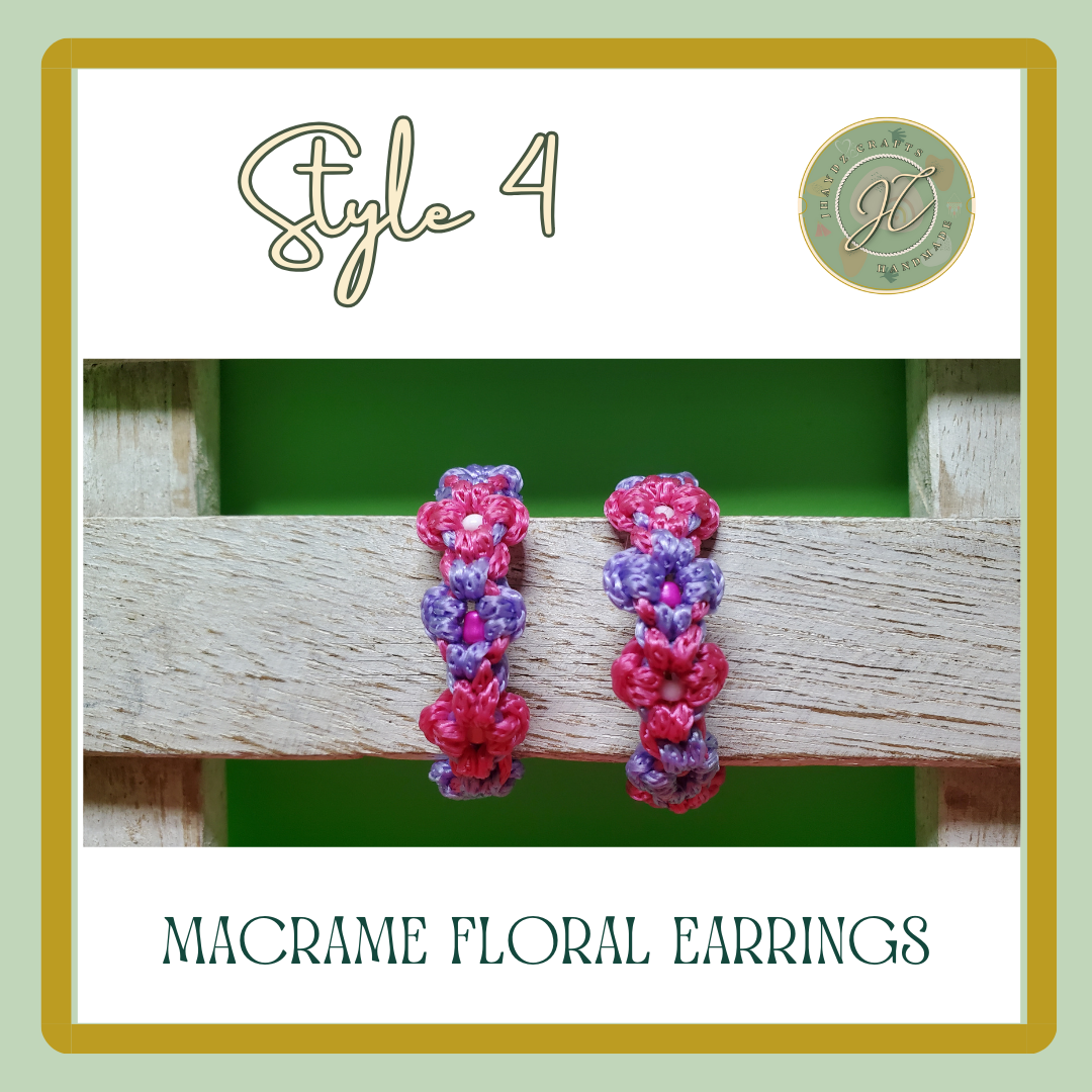 Hoops Macrame Floral Earrings- (Pre-order up to 7 days) - Image 6