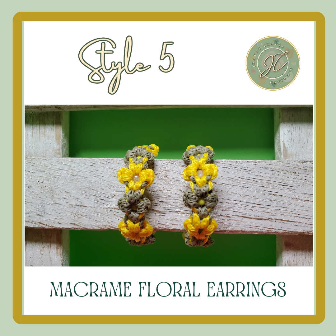 Hoops Macrame Floral Earrings- (Pre-order up to 7 days) - Image 7