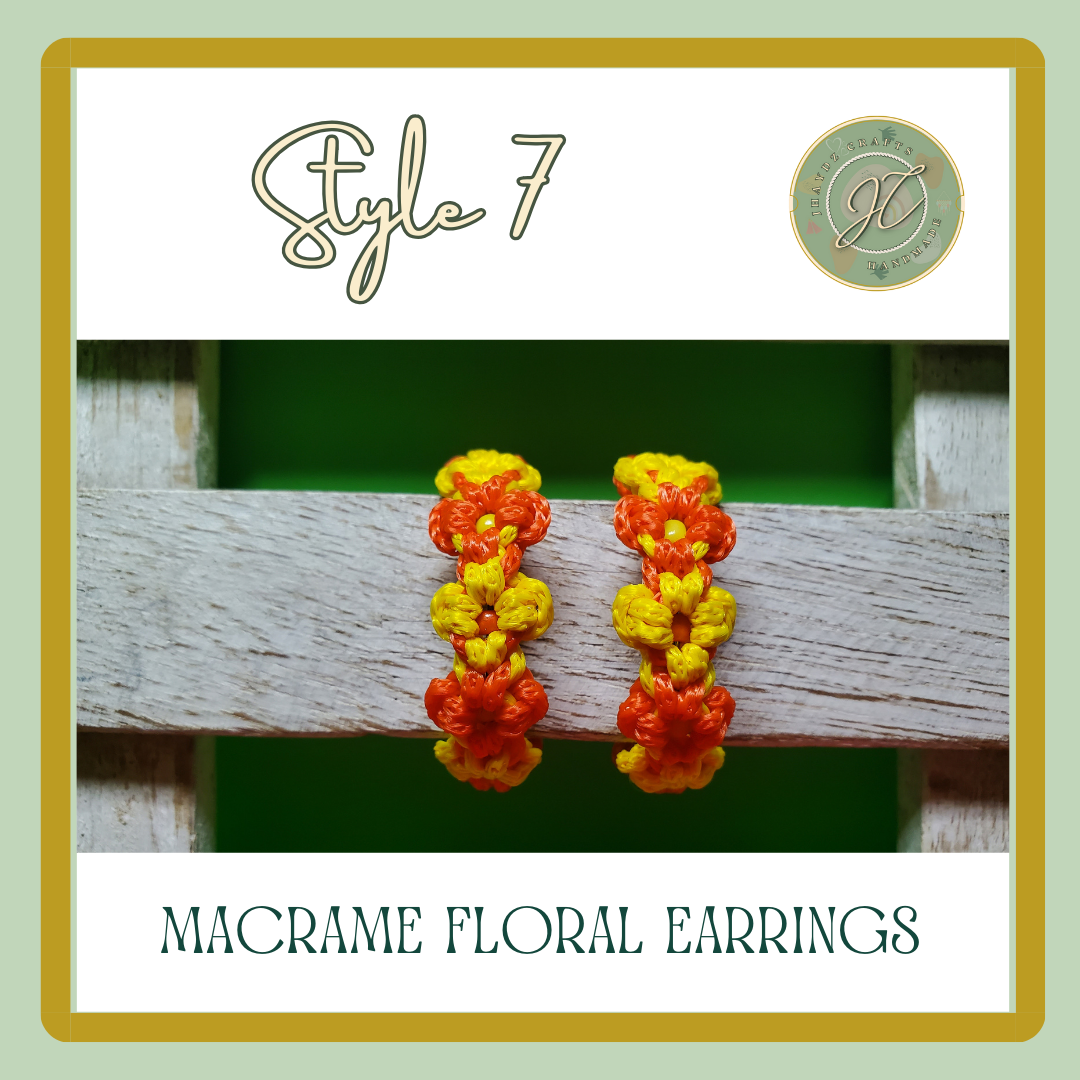 Hoops Macrame Floral Earrings- (Pre-order up to 7 days) - Image 9