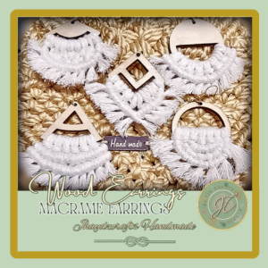 Macrame Wooden Earrings- (Pre-order up to 7 days)