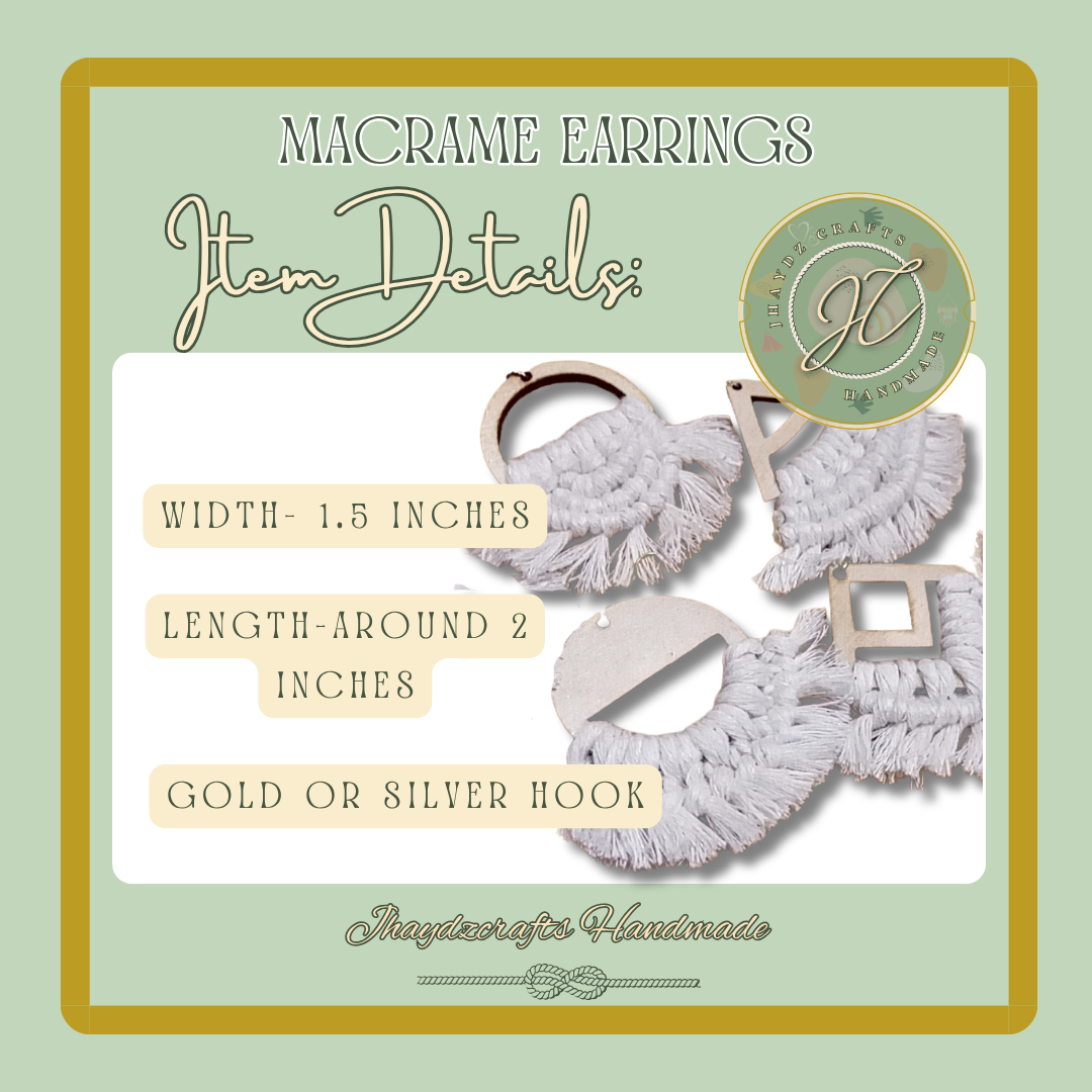 Macrame Wooden Earrings- (Pre-order up to 7 days) - Image 2