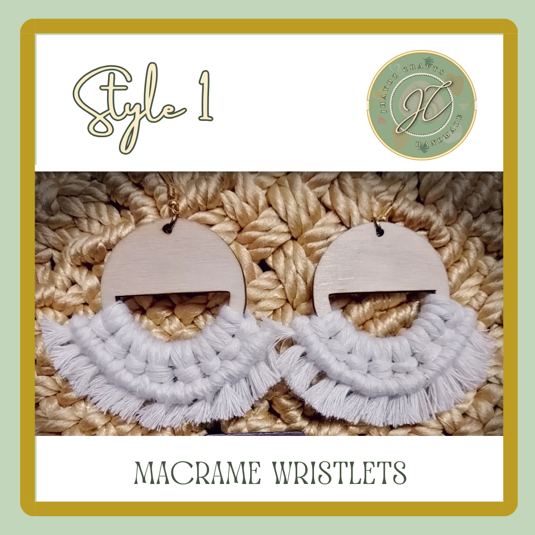 Macrame Wooden Earrings- (Pre-order up to 7 days) - Image 3