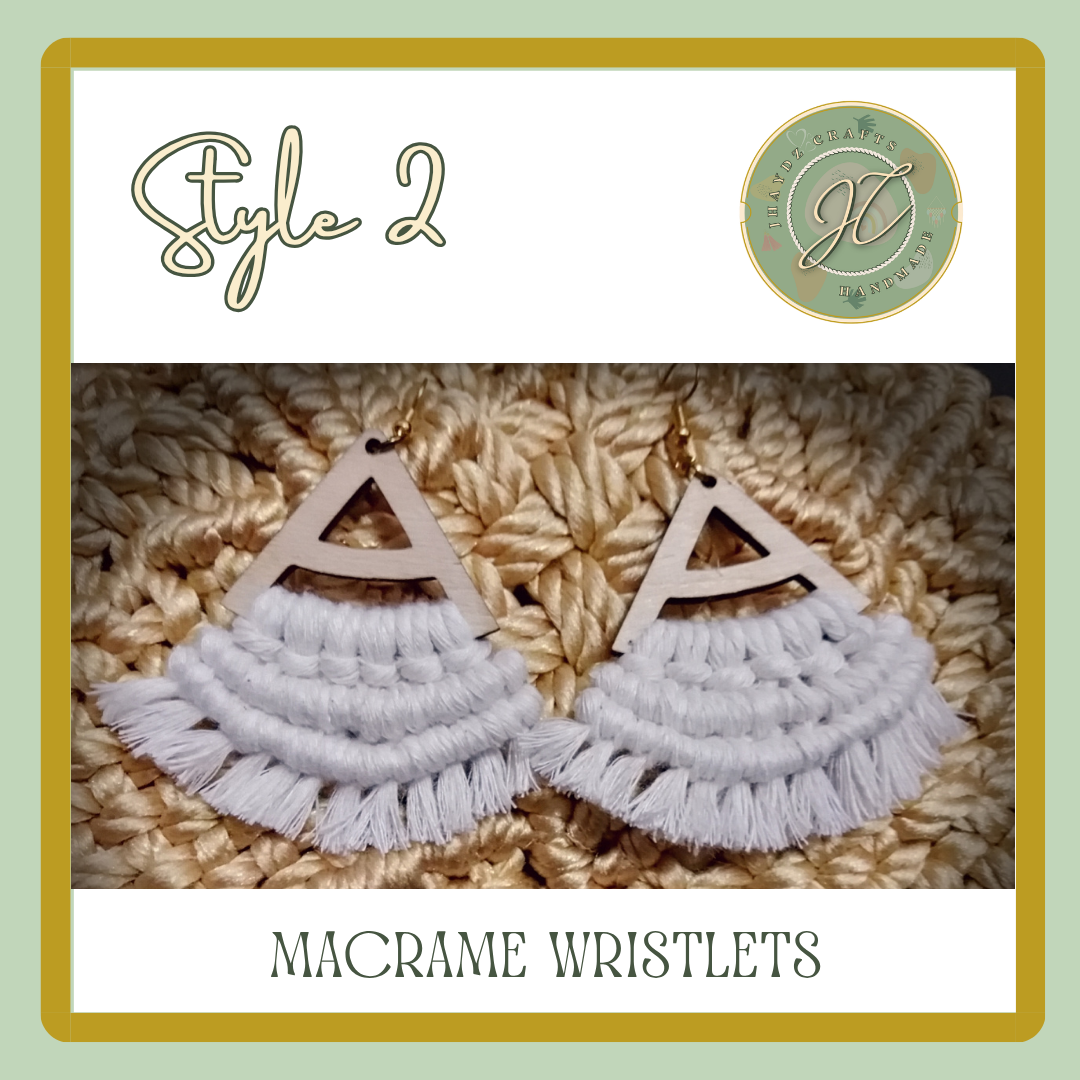 Macrame Wooden Earrings- (Pre-order up to 7 days) - Image 4