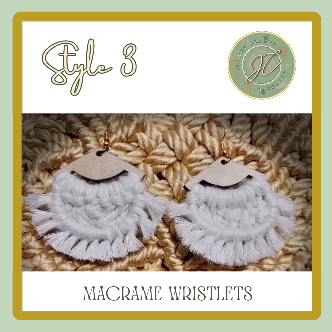 Macrame Wooden Earrings- (Pre-order up to 7 days) - Image 5