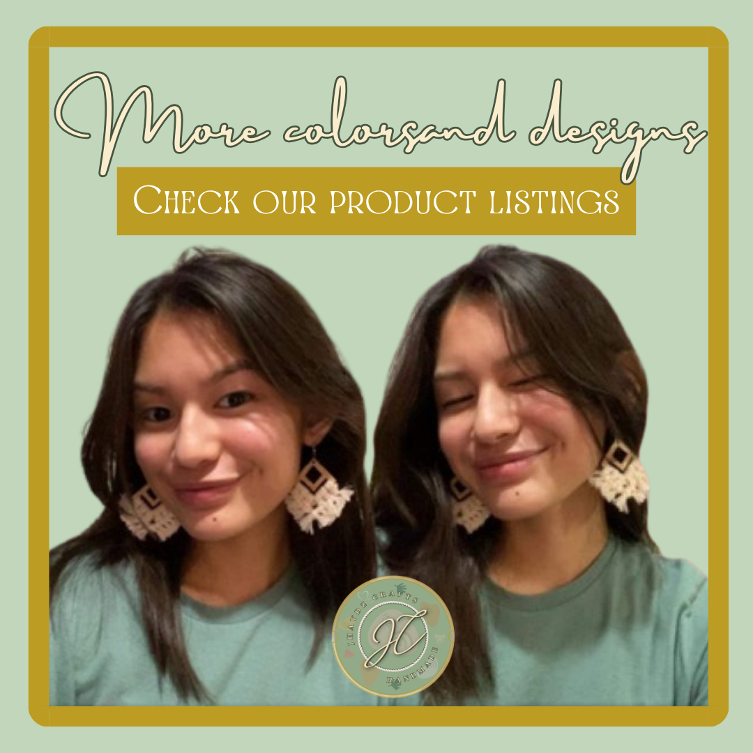 Macrame Wooden Earrings- (Pre-order up to 7 days) - Image 8